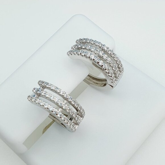 "925 Sterling Silver Cubic Zirconia Earrings, UU1P6A6155 - Picture 7 of 11